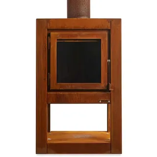 Quaruba Terrassenkamin Corten-Stahl Mit Rollen L 3 Seiten Glas + Hitzeschild