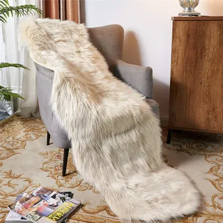 EasyJoy Ultra Soft Flauschige Teppiche Kunstfell Teppich Stuhlbezug Sitzpolster Fuzzy Area Rug für Schlafzimmer Boden Sofa Wohnzimmer (6 x 1,8 m Schaffell, Beige)