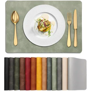UnivoColors Platzsets, hitzebeständig, waschbar, 30,5 x 43,2 cm, wasserdicht, abwischbar, PU-Tischsets für Küche, Esszimmer, Grün, 4 Stück