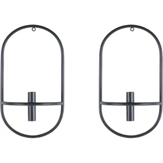 Beliani Wandkerzenhalter 2er Set Metall Schwarz