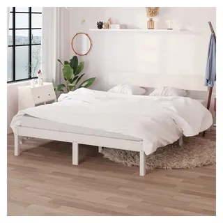 vidaXL Massivholzbett 160 x 200 cm Weiß