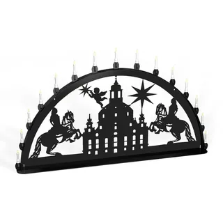 Schwibbogen Lichterbogen Dresden Frauenkirche Reiter Metall XXXL Außen schwarz