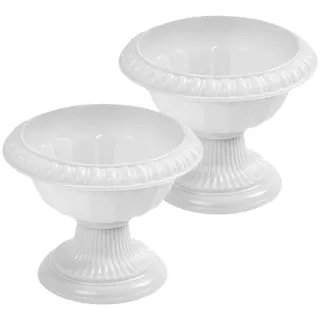Vintage Blumentopf aus Kunststoff 2 Stück Weiß für Hochzeitsdekoration | Römische Form, Pp Material, Klassischer Stil, Geeignet für Grüne Pflanzen und Blumen