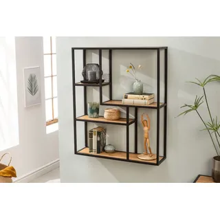 riess-ambiente Wandregal SLIM LINE 95cm natur / schwarz, Einzelartikel 1-tlg., Wohnzimmer · Wildeiche-Design · Metall · eckig · 5 Fächer · Industrial braun
