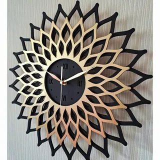 ORNAMENTI Wanduhr Sunburst, Grosse, modern, geometrisch, holz, hingucker Wanduhr (Sonne Wanduhr, ohne Ticken, Wanddeko, Holzdeko, 3 Größen 40, 50, 60 cm) 60 cm