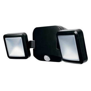 LEDVANCE LED-Außenleuchte mit Dämmerungssensor und Bewegungsmelder Battery LED Spotlight Double, schwarz 10 W