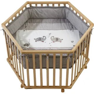roba Laufgitter 6-eckig 106 x 121 cm weiß Bodenfarbe jumbo twins grau