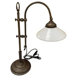 Gremegro Tischleuchte Tischlampe Antik Jugendstil Schreibtischlampe Messing brüniert, ohne Leuchtmittel weiß