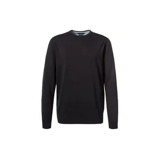 bugatti Herren Pullover schwarz unifarben, schwarz, NOS