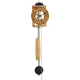 Hermle Mechanische Skelettuhr mit Metallräderwerk Skelett Pendelwanduhr Orange 8-Tage Laufwerk Glockenschlag 62cm- 71015-T10711