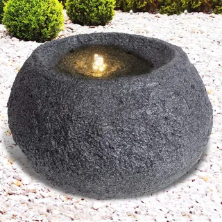 Granit Steinquelle Dunkel Gartenbrunnen mit LED-Beleuchtung
