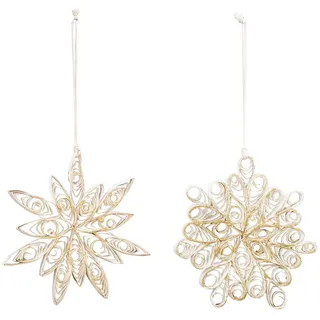 Levandeo® Christbaumschmuck, 2er Set Schneeflocke Weihnachten 15cm Papier Deko Anhänger Weiß