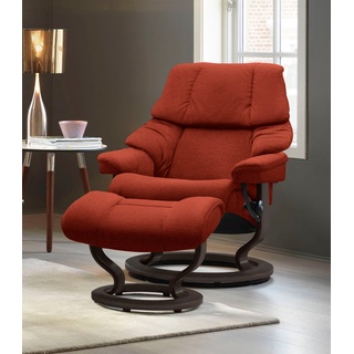 Relaxsessel STRESSLESS "Reno" Sessel Gr. ROHLEDER Stoff Q2 FARON, Classic Base Wenge, Relaxfunktion-Drehfunktion-PlusTMSystem-Gleitsystem, B/H/T: 75 cm x 96 cm x 75 cm, rot (rust q2 faron) Lesesessel und Relaxsessel