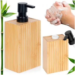 NEU Bathroom Solutions Seifenspender 280ml Bambus Holz Braun Modern Küche Bad