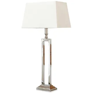 LOBERON Tischlampe Kinshaa - Elegantes Design - Glanzvoller Metall-Fuß - Tischleuchte - Wohnaccessoire - Aluminium - Edelstahl - Baumwolle, creme/silber