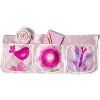 Homestyle4u 1451, Hochbett Betttasche Stofftasche Tasche für Kinderbett Organizer Pink Rosa