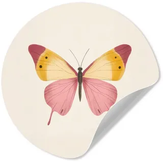 MuchoWow Wandsticker Schmetterling - Illustration - Rosa (1 St), Tapetensticker Selbstklebend, Wandbild Wohnzimmer, 80x80 cm 80 cm x 80 cm x 0.1 cm