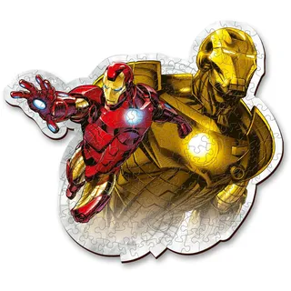 Trefl – Konturenpuzzle aus Holz: Marvel Avengers, Mutiger Iron Man – 160 Stücke, Wood Craft, Unregelmäßige Formen, 10 Figuren, Premium Modern Puzzlespiel, für Erwachsene und Kinder ab 9 Jahren