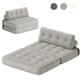 Klappsofa BEALIFE 130x90x60 cm mit Kaltschaum-Polsterung | Klappbares Gästebett für 2 Personen | Für Wohnzimmer & Gästezimmer | AR33 Hellgrau - Hellgrau