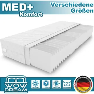 Matratze MED+ Komfort 7 Zonen 140 x 200 x 16 cm aus hochwertigem Kaltschaum | Rollmatratze mit waschbarem Bezug und Memory Marken I H3
