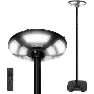 IRONDELIC Solar Straßenlaterne Außen Stehend, Solarlampe für Garten mit Fuß und Lichtmast, 750 LED Solarstraßenleuchte Bewegungsmelder Lichtsensor, 6500K für Garten, Hof, Weg, Terrasse - H200cm