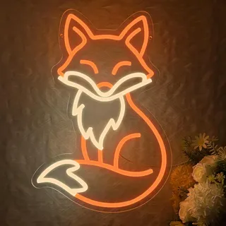 Fuchs Neon Schild Tier Led Schild für Wand Süße Leuchtreklame Neon Lampe Dimmbare USB Powered für Wohnzimmer Kinderzimmer Wald Spielzimmer Dekor Bar Ästhetisches Geburtstag für Jungen Mädchen