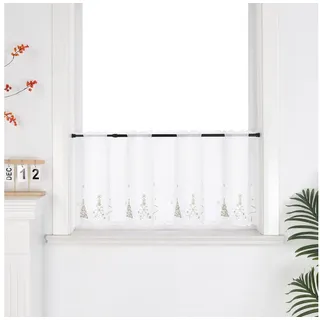 Joyswahl Scheibengardine (1 St), Stangendurchzug, transparent, Voile, Festliche mit Weihnachtsbäumen für Winterliche Fensterdekoration weiß 140 cm x 45 cm
