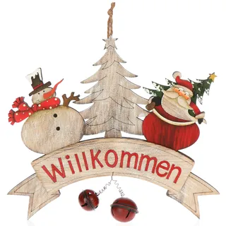 Hängedeko Weihnachten - Holz-Aufhänger Schriftzug mit Glöckchen - Türschild