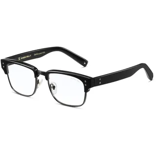 SHEEN KELLY Blaulicht Brille Herren Halbrand TR90 Retro Damen CR39 Linsen | Vintage Rechteckige Augenbrauen Transparente Verstellbare Nasenpads Für Arbeit/Spiele/Lernen/Computerbrille - 55 mm x 40 mm x 138 mm x 22 mm