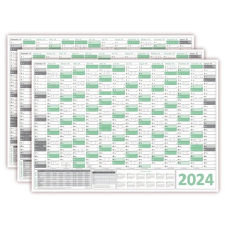 LYSCO Wandkalender Classic1 Wandplaner 2024 DIN A0 / A1 - 14 Monate (gerollt), Plakatkalender grün
