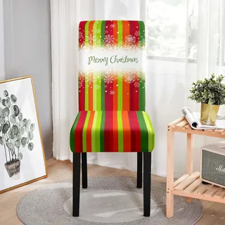 Hixingo Stuhlhussen 1 2 4 6er Set,Weihnachten Druck Stretch Stuhlhussen Schwingstühle Waschbar Stuhlbezug,Esszimmerstühle Stuhlbezüge für Küche,Restaurant,Bankett (2er Set,Weihnachten 1)