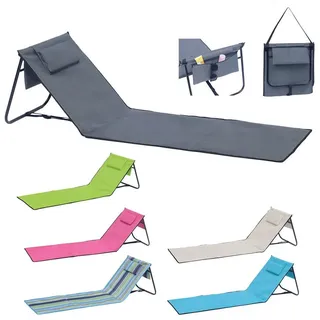 Mojawo Mojawo, Liegestuhl, Strandliege Strandmatte Rückenlehne Kissen faltbar L152xB51xH41cm (152 cm) - 2 Jahre Gewährleistung - mind. 14 Tage Rückgaberecht - Schwarz - n.a.