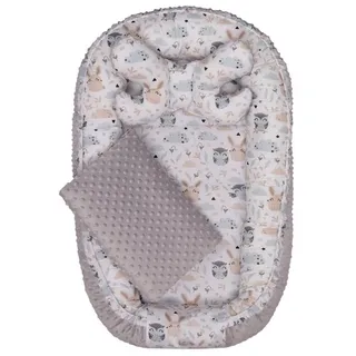 Divita-Mode Kuschelnest Spielunterlage Baby Nestchen + Kissen und Decke Minky 3tlg Kokon Nest, (3-tlg) grau