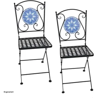 Hti-Living Marocco Gartenstuhl 35 x 37 x 89 cm blau 2 St.