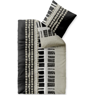CelinaTex Style Bettwäsche 135 x 200 cm 2teilig Mikrofaser Fleece Bettbezug Daniela Streifen schwarz beige weiß