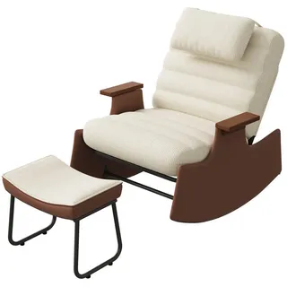 Parafta Home Schaukelsessel, Beige, Holz, Vintage, Füllung: Baumwollfüllung, L-Form, 81x81x51 cm, Wohnzimmer, Sessel, Schaukelstühle