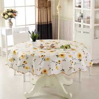 RANRAO Runde Tischdecke, strapazierfähige Baumwoll-Leinen-Tischdecke, rund, für 6 Sitzer, 4 Sitzer, runde Tischdecke