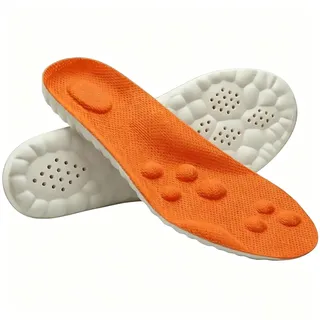 Stepz Entlastungssohlen mit Massageeffekt Für Damen und Herren,Orange:43-44 | Stoßdämpfung, Atmungsaktives Mesh, Fußmassage, Flexibel und Leicht, Langanhaltend Trocken