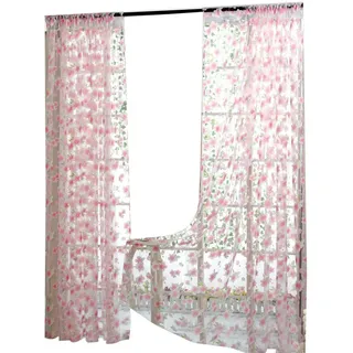 Xmiral Türvorhang Gedruckte Gardine Tüll Transparenten Scheibengardine mit Stangenloch 100cm x 200cm(I)