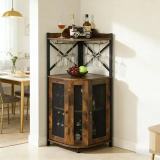 xixi-home Weinschrank Eckschrank Industrial Weinschränke aus Holz freistehende Weinregale,für Küche, Bar, Restaurant usw-Typ C