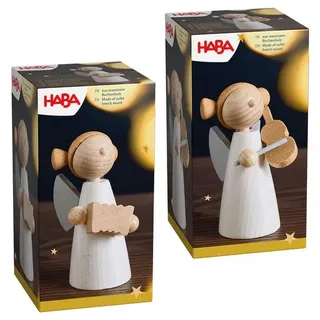 Haba Weihnachtsfigur Holzengel (2 St), Holzfigur Weihnachten, Weihnachtsdeko Holz, Weihnachtsspielzeug Holz bunt