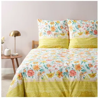 BASSETTI CASABLANCA floral Baumwolle Gelb 135 x 200 cm + 80 x 80 cm
