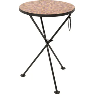 Kare Design Beistelltisch Clack Mosaic, Rot, 35cm Durchmesser, Couchtisch, Ablage, Glas Tischplatte, Stahlgestell, Rund