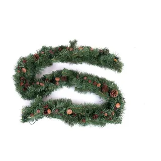 BURI Christbaumschmuck LED Tannengirlande 1,8m Weihnachtsdeko Weihnachtsgirlande Tannenzapfen, Kienapfel