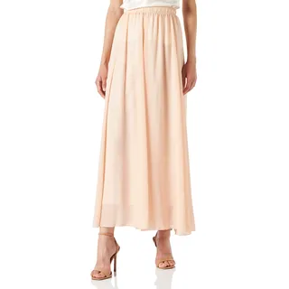 Damen Chiffon Langer Rock Strandrock Maxirock Chiffonrock Bodenlanger Damenrock für Sommer Strand Alltag Party Rocklänge 100cm Einfarbig Beigerosa - 34-40