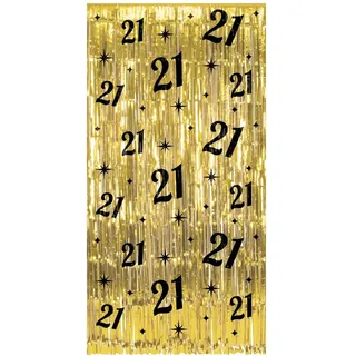 PD-Party - Glitzer Vorhang für 21. Geburtstag - Deko Geburtstag - Jubiläum - Schwarz Gold Deko - Party Deko - 21. Geburtstag Junge & Mädchen - Geburtstags Deko - Glitzer Vorhang Geburtstag - 1 x 2 m