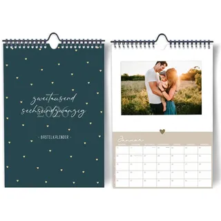paperlions Fotokalender 2026 zum selber gestalten I DIY Bastelkalender DIN A4 I Hochwertiger Wand-Kreativ-Kalender 2025 zum Selbstgestalten I Foto Bilder einkleben
