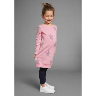 Kidsworld Sweatkleid Sterne-Allover Kleid für kleine Mädchen Sweatkleid mit Glitzerdruck rosa 140/146