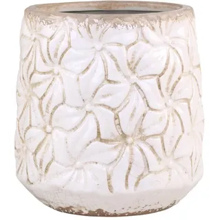 Chic Antique Colmar Blumentopf mit Blumenmuster, Ø14,5 x H15,5 cm, antik creme