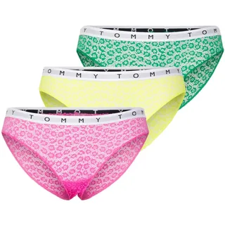 Tommy Hilfiger Damen 3P Full Lace Bikini Bikini Style Unterwäsche, Solar Yellow/Green Mal/Pink Amour, S - S